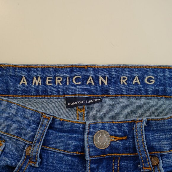 American Rag Comfort Stretch Blue Denim Jeans 31 / 31.5 Mid Rise Stone Wash Whis - Picture 8 of 10